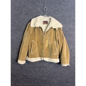 Vintage Distinctive Sportswear Womens Jacket Size 42 Tan Sherpa Lined Zip Up Y2K